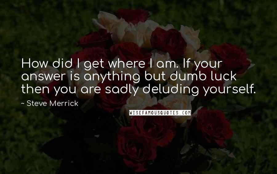 Steve Merrick Quotes: How did I get where I am. If your answer is anything but dumb luck then you are sadly deluding yourself.