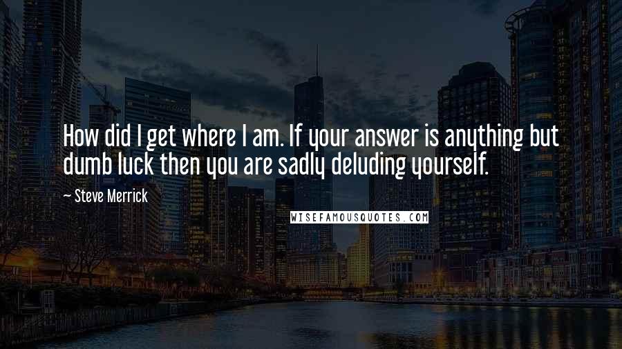 Steve Merrick Quotes: How did I get where I am. If your answer is anything but dumb luck then you are sadly deluding yourself.