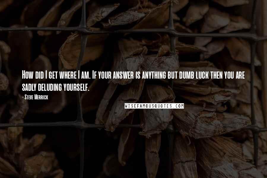 Steve Merrick Quotes: How did I get where I am. If your answer is anything but dumb luck then you are sadly deluding yourself.