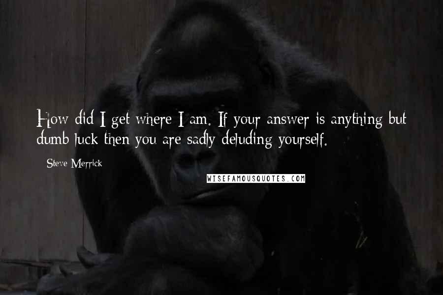 Steve Merrick Quotes: How did I get where I am. If your answer is anything but dumb luck then you are sadly deluding yourself.