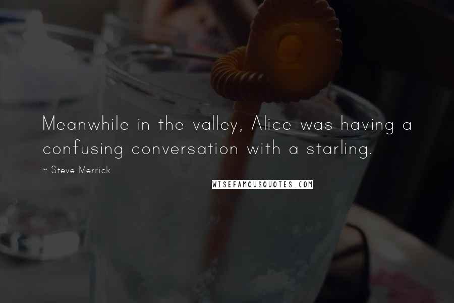 Steve Merrick Quotes: Meanwhile in the valley, Alice was having a confusing conversation with a starling.