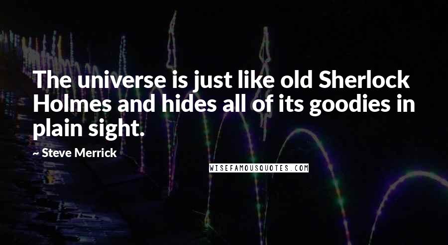 Steve Merrick Quotes: The universe is just like old Sherlock Holmes and hides all of its goodies in plain sight.