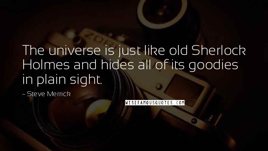 Steve Merrick Quotes: The universe is just like old Sherlock Holmes and hides all of its goodies in plain sight.
