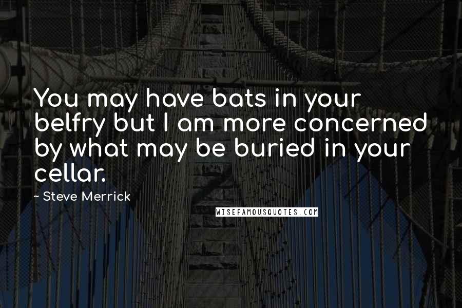 Steve Merrick Quotes: You may have bats in your belfry but I am more concerned by what may be buried in your cellar.