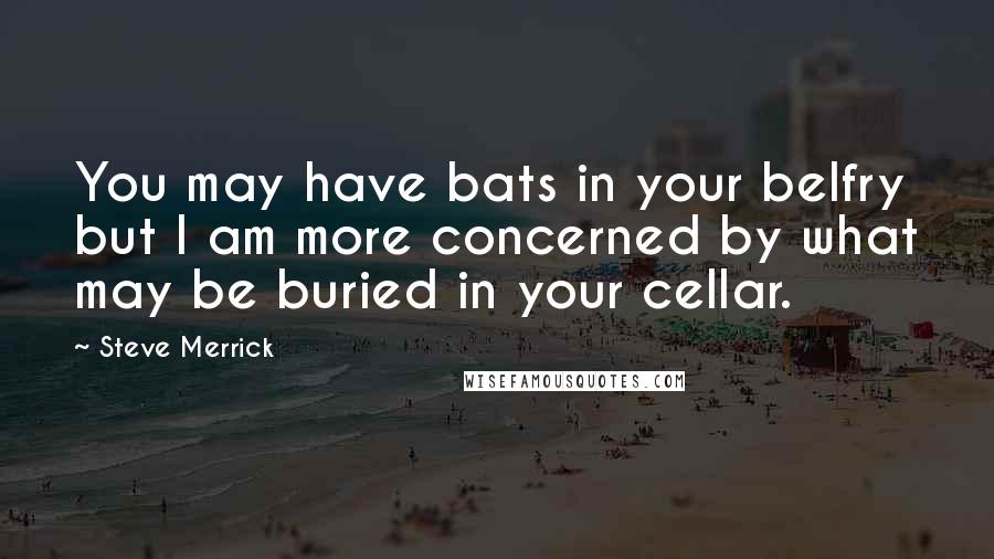 Steve Merrick Quotes: You may have bats in your belfry but I am more concerned by what may be buried in your cellar.
