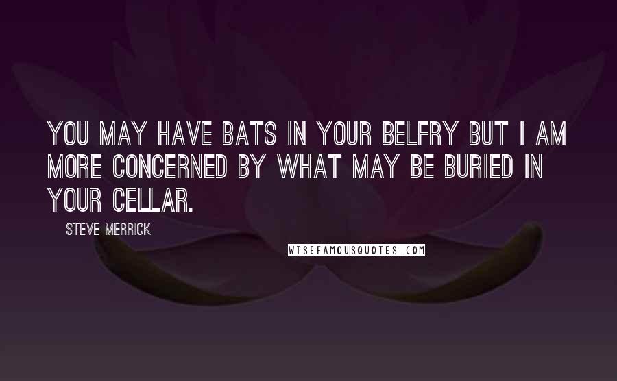 Steve Merrick Quotes: You may have bats in your belfry but I am more concerned by what may be buried in your cellar.