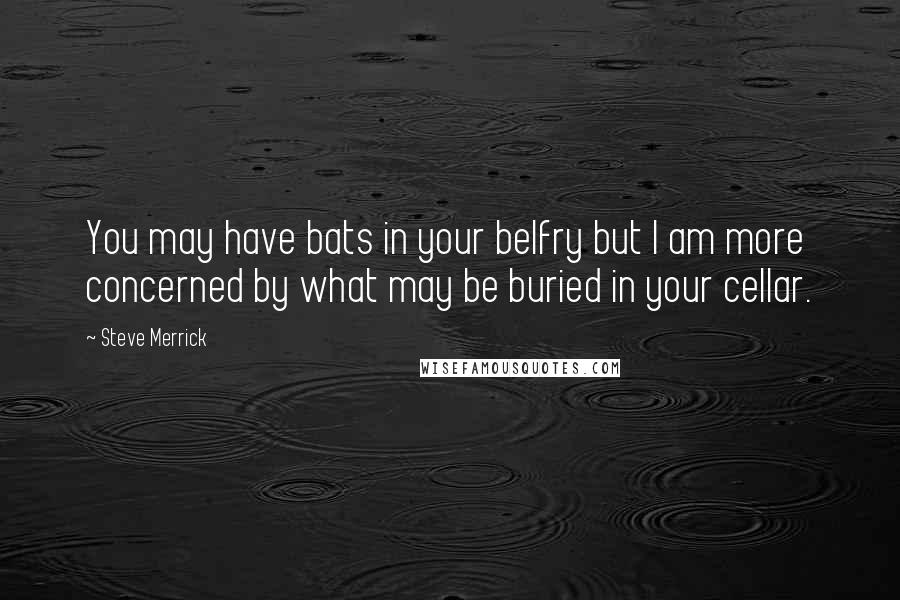 Steve Merrick Quotes: You may have bats in your belfry but I am more concerned by what may be buried in your cellar.