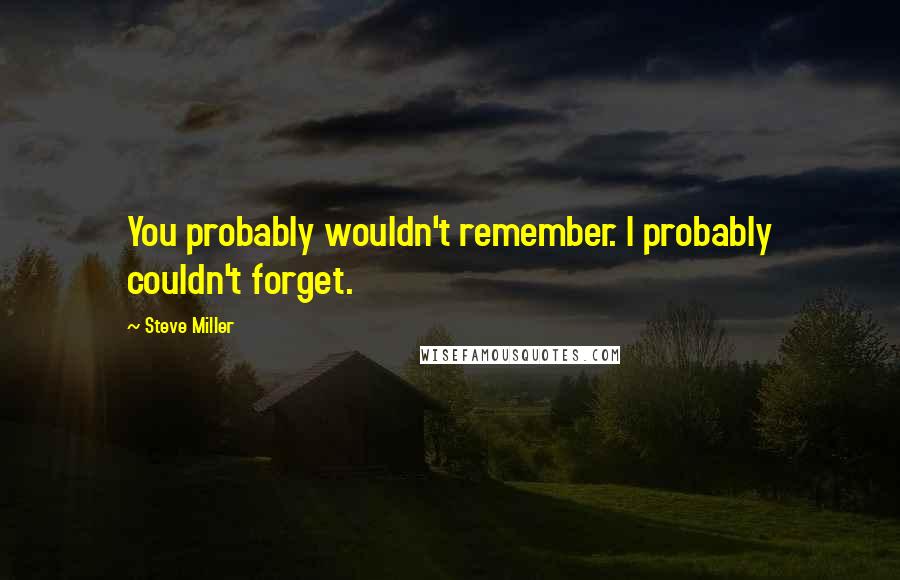 Steve Miller Quotes: You probably wouldn't remember. I probably couldn't forget.