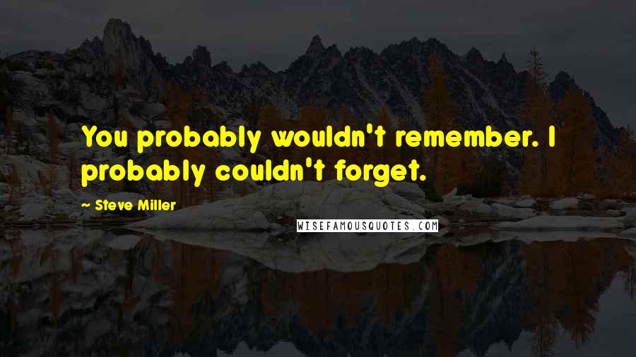 Steve Miller Quotes: You probably wouldn't remember. I probably couldn't forget.