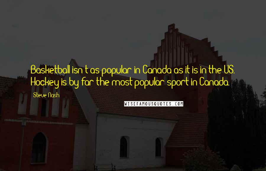 Steve Nash Quotes: Basketball isn't as popular in Canada as it is in the US. Hockey is by far the most popular sport in Canada.