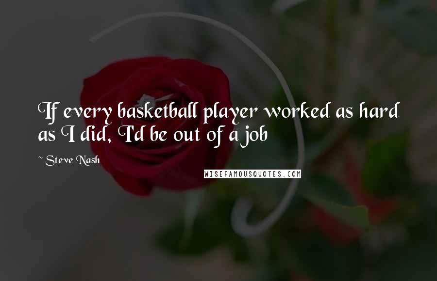 Steve Nash Quotes: If every basketball player worked as hard as I did, I'd be out of a job