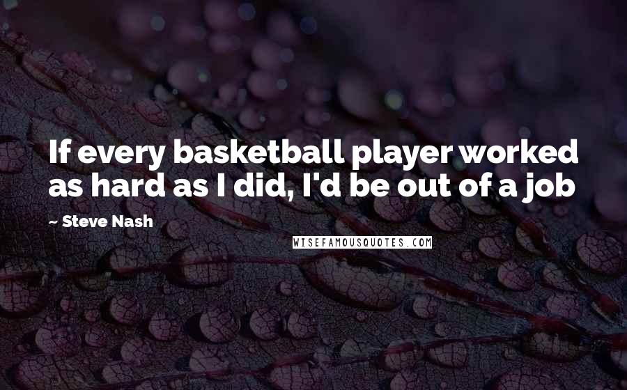 Steve Nash Quotes: If every basketball player worked as hard as I did, I'd be out of a job