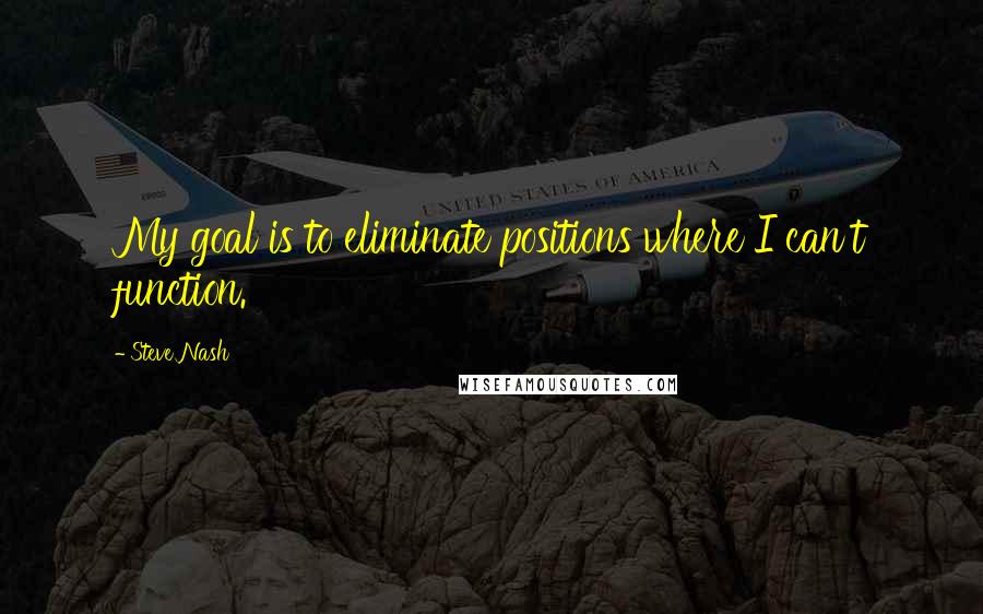 Steve Nash Quotes: My goal is to eliminate positions where I can't function.