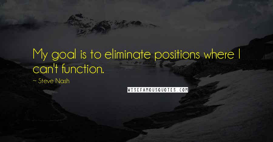 Steve Nash Quotes: My goal is to eliminate positions where I can't function.