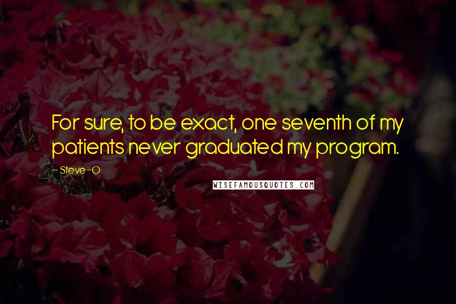 Steve-O Quotes: For sure, to be exact, one seventh of my patients never graduated my program.