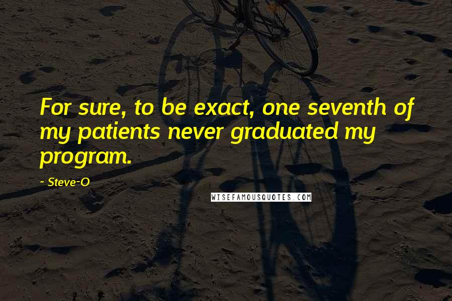 Steve-O Quotes: For sure, to be exact, one seventh of my patients never graduated my program.