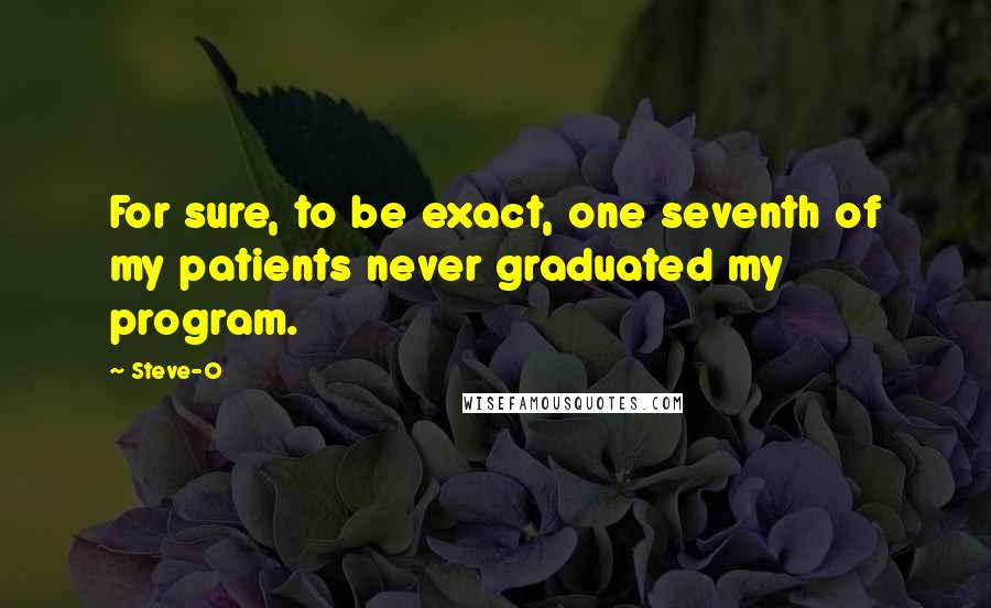 Steve-O Quotes: For sure, to be exact, one seventh of my patients never graduated my program.