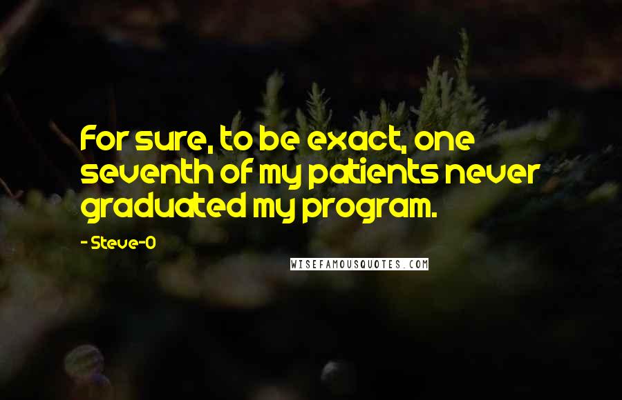 Steve-O Quotes: For sure, to be exact, one seventh of my patients never graduated my program.