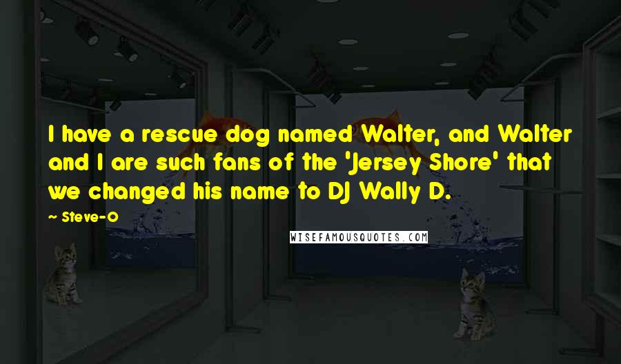 Steve-O Quotes: I have a rescue dog named Walter, and Walter and I are such fans of the 'Jersey Shore' that we changed his name to DJ Wally D.