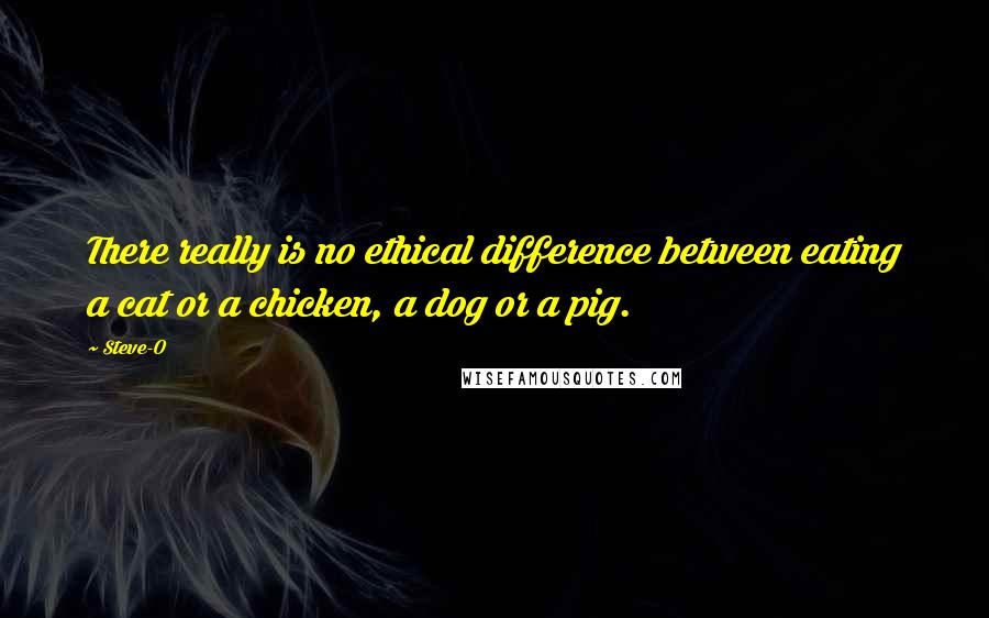 Steve-O Quotes: There really is no ethical difference between eating a cat or a chicken, a dog or a pig.