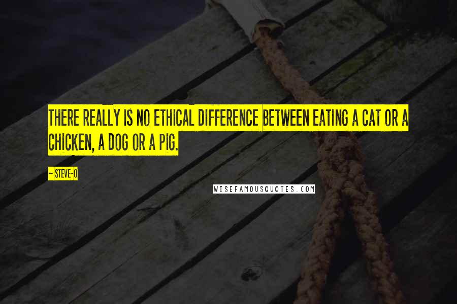 Steve-O Quotes: There really is no ethical difference between eating a cat or a chicken, a dog or a pig.