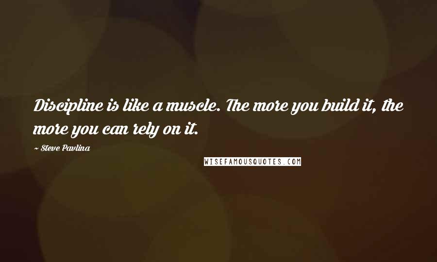 Steve Pavlina Quotes: Discipline is like a muscle. The more you build it, the more you can rely on it.