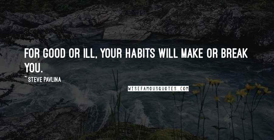 Steve Pavlina Quotes: For good or ill, your habits will make or break you.