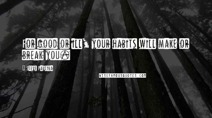 Steve Pavlina Quotes: For good or ill, your habits will make or break you.