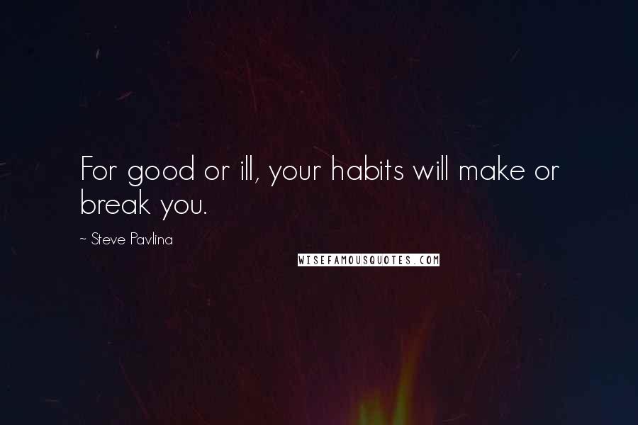 Steve Pavlina Quotes: For good or ill, your habits will make or break you.