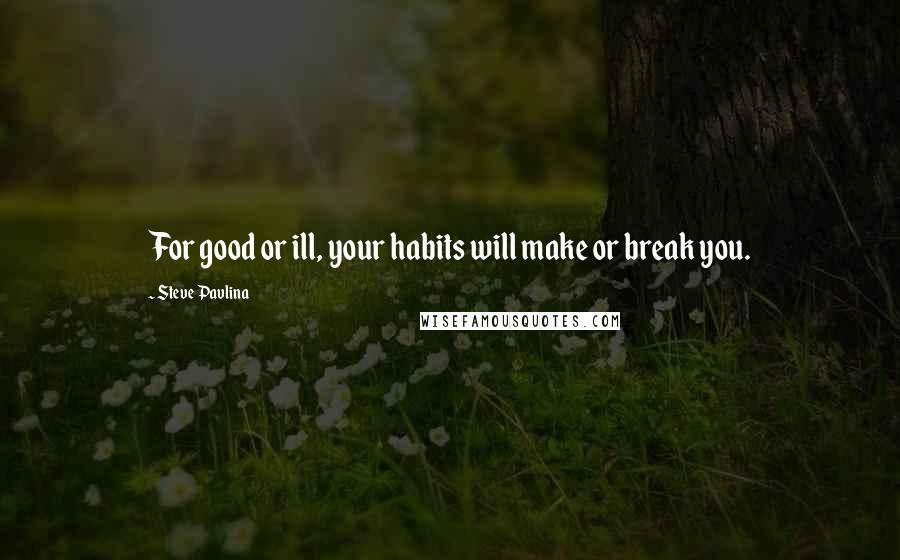 Steve Pavlina Quotes: For good or ill, your habits will make or break you.