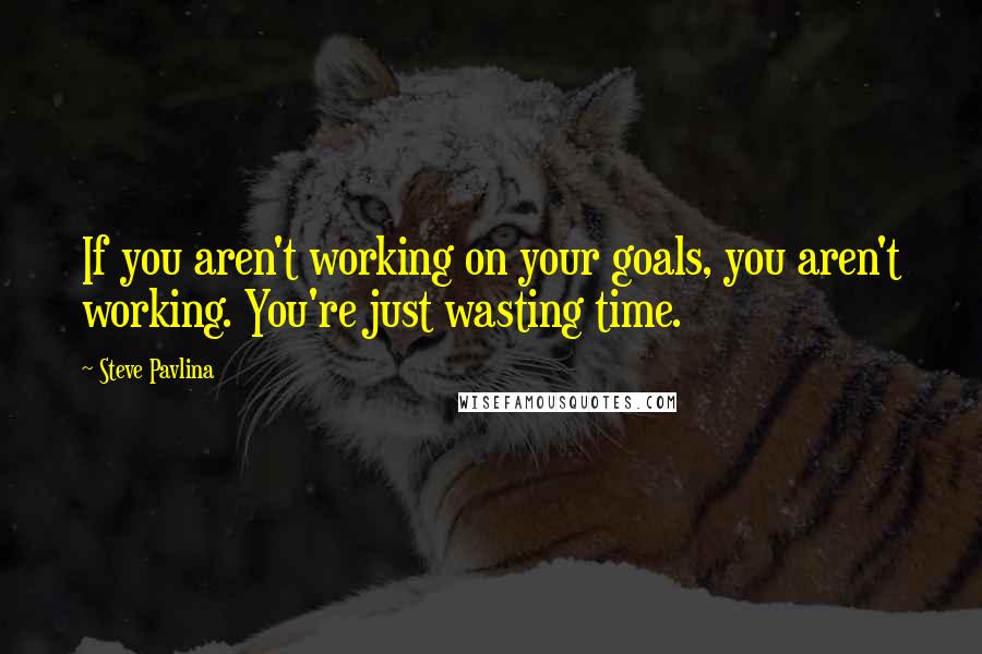 Steve Pavlina Quotes: If you aren't working on your goals, you aren't working. You're just wasting time.