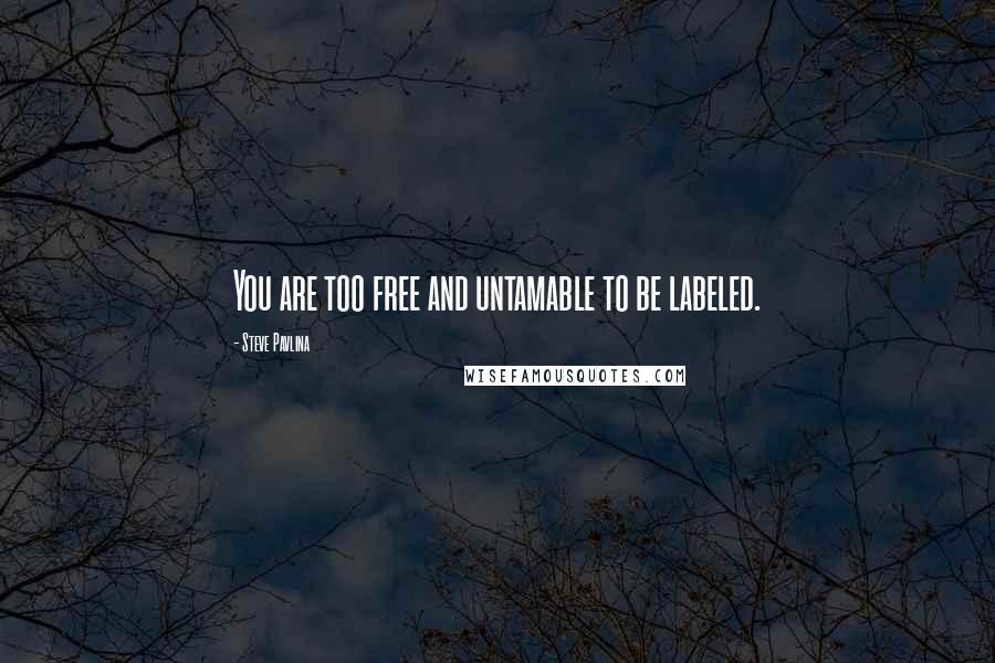 Steve Pavlina Quotes: You are too free and untamable to be labeled.