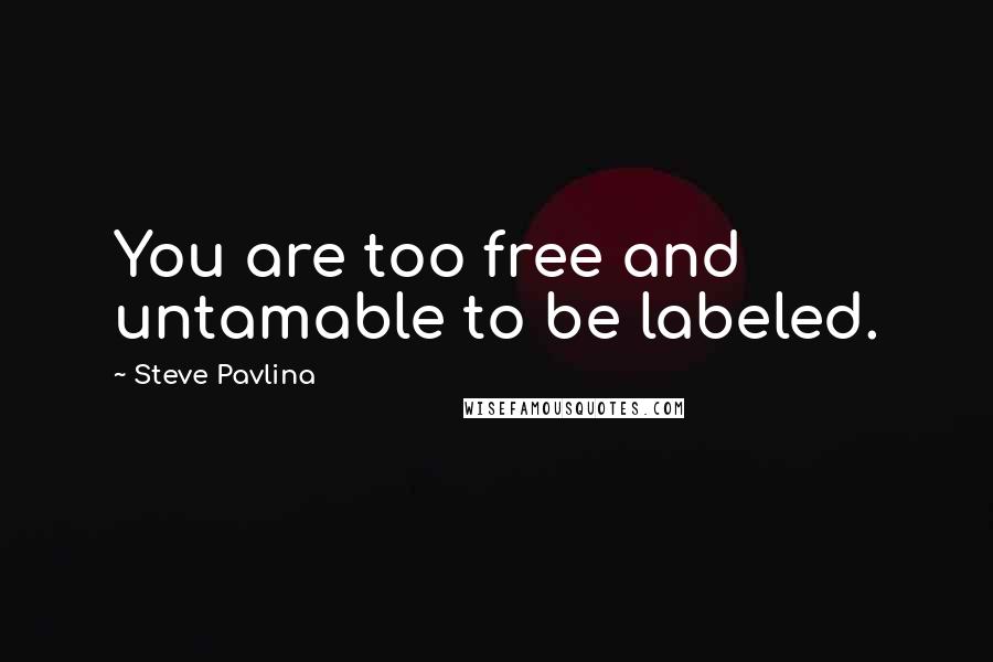 Steve Pavlina Quotes: You are too free and untamable to be labeled.