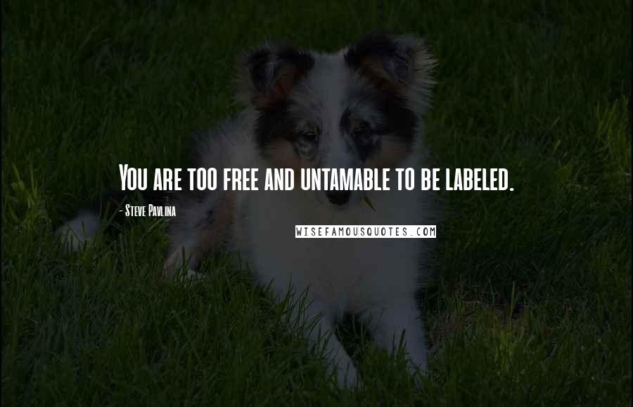 Steve Pavlina Quotes: You are too free and untamable to be labeled.