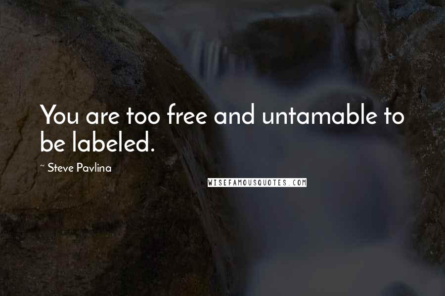 Steve Pavlina Quotes: You are too free and untamable to be labeled.