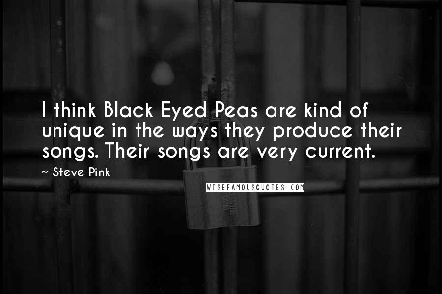 Steve Pink Quotes: I think Black Eyed Peas are kind of unique in the ways they produce their songs. Their songs are very current.