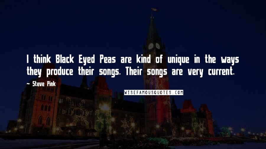 Steve Pink Quotes: I think Black Eyed Peas are kind of unique in the ways they produce their songs. Their songs are very current.