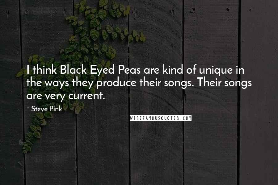 Steve Pink Quotes: I think Black Eyed Peas are kind of unique in the ways they produce their songs. Their songs are very current.