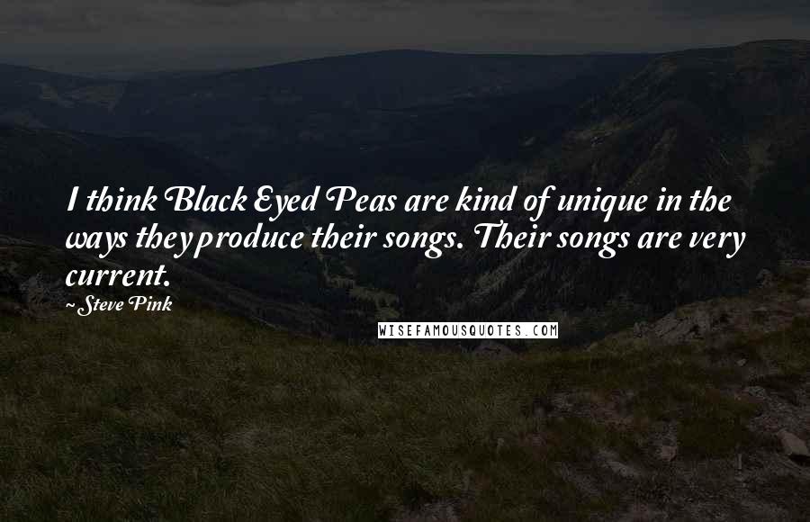 Steve Pink Quotes: I think Black Eyed Peas are kind of unique in the ways they produce their songs. Their songs are very current.