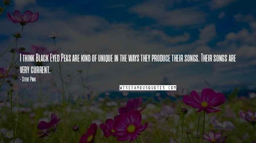 Steve Pink Quotes: I think Black Eyed Peas are kind of unique in the ways they produce their songs. Their songs are very current.