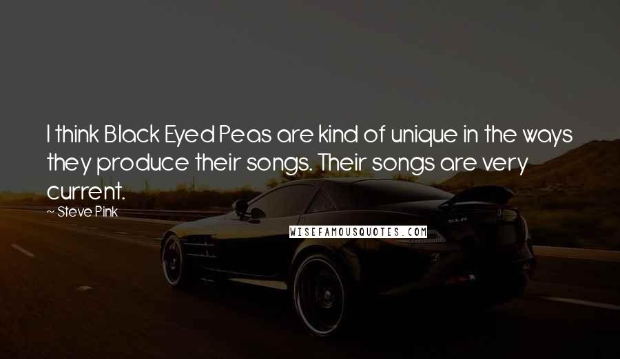 Steve Pink Quotes: I think Black Eyed Peas are kind of unique in the ways they produce their songs. Their songs are very current.