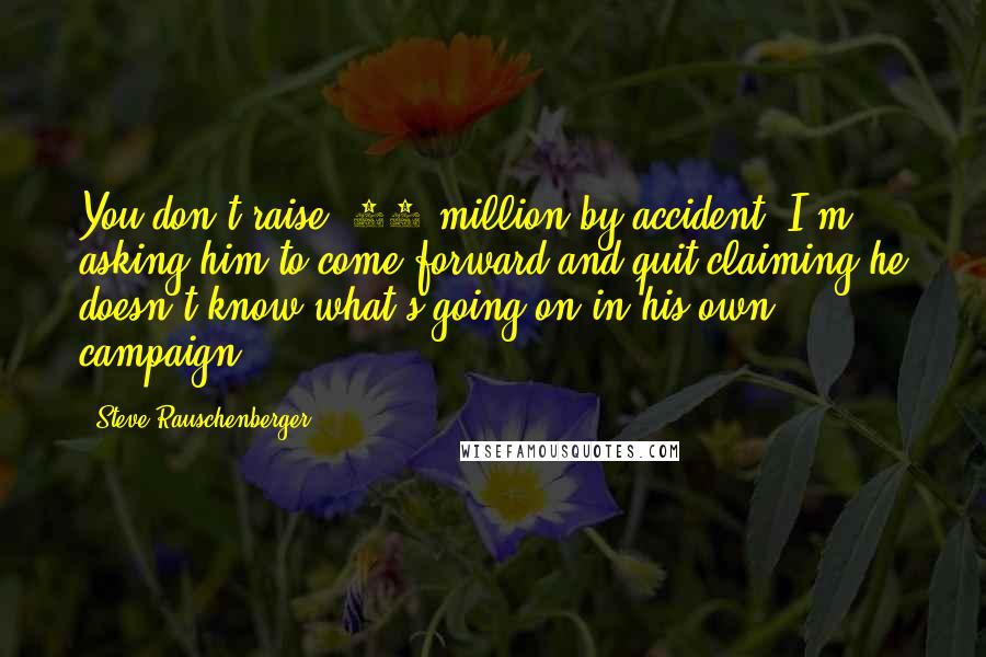 Steve Rauschenberger Quotes: You don't raise $15 million by accident. I'm asking him to come forward and quit claiming he doesn't know what's going on in his own campaign.