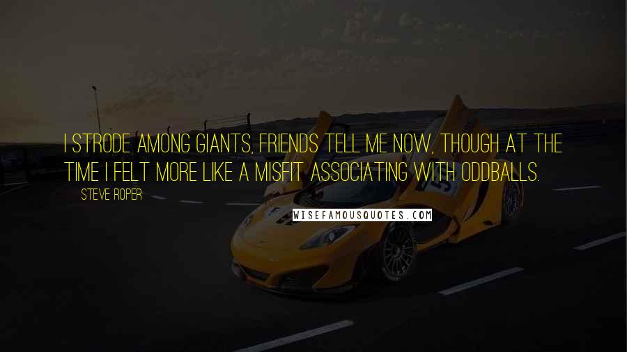 Steve Roper Quotes: I strode among giants, friends tell me now, though at the time I felt more like a misfit associating with oddballs.