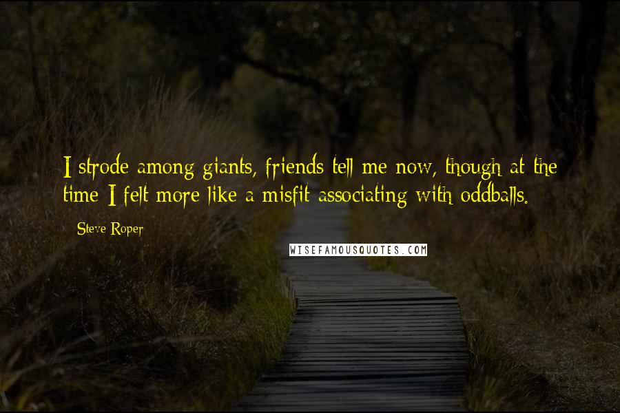Steve Roper Quotes: I strode among giants, friends tell me now, though at the time I felt more like a misfit associating with oddballs.