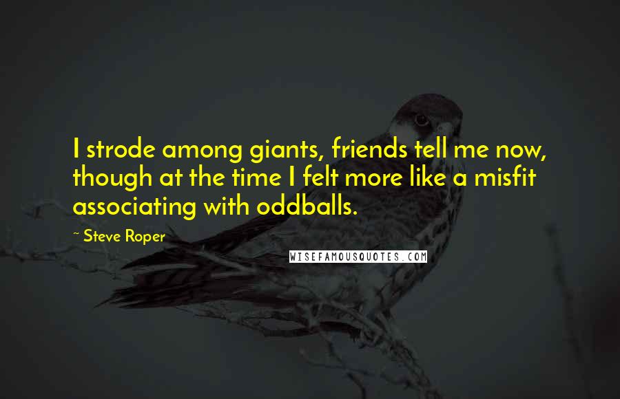 Steve Roper Quotes: I strode among giants, friends tell me now, though at the time I felt more like a misfit associating with oddballs.