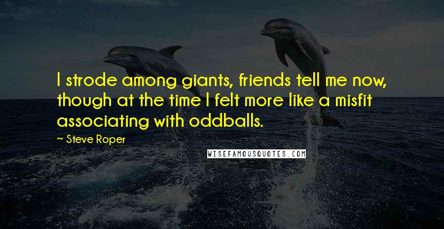 Steve Roper Quotes: I strode among giants, friends tell me now, though at the time I felt more like a misfit associating with oddballs.