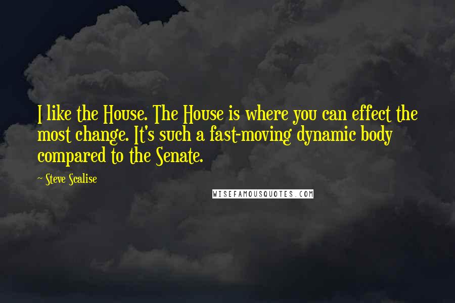 Steve Scalise Quotes: I like the House. The House is where you can effect the most change. It's such a fast-moving dynamic body compared to the Senate.