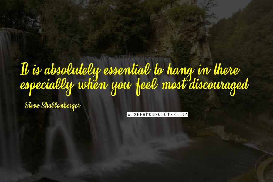 Steve Shallenberger Quotes: It is absolutely essential to hang in there - especially when you feel most discouraged.