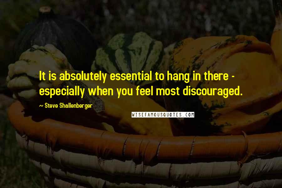 Steve Shallenberger Quotes: It is absolutely essential to hang in there - especially when you feel most discouraged.