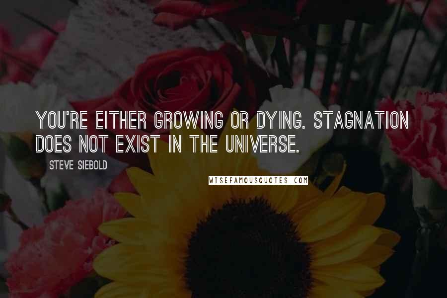 Steve Siebold Quotes: You're either growing or dying. Stagnation does not exist in the universe.